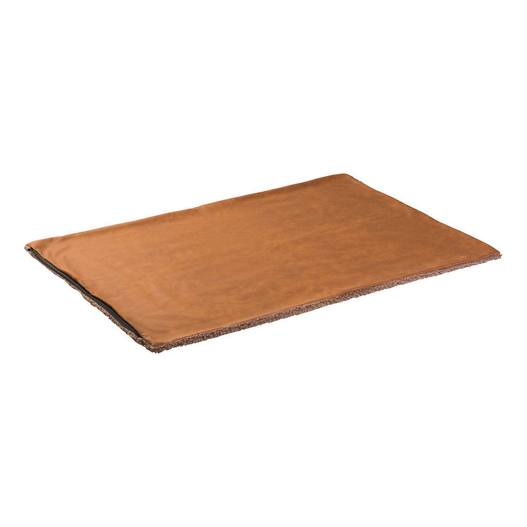 Losse Hoes - Binnenkussen - Lederlook/Teddy Cognac - Orthopedische Hondenmand