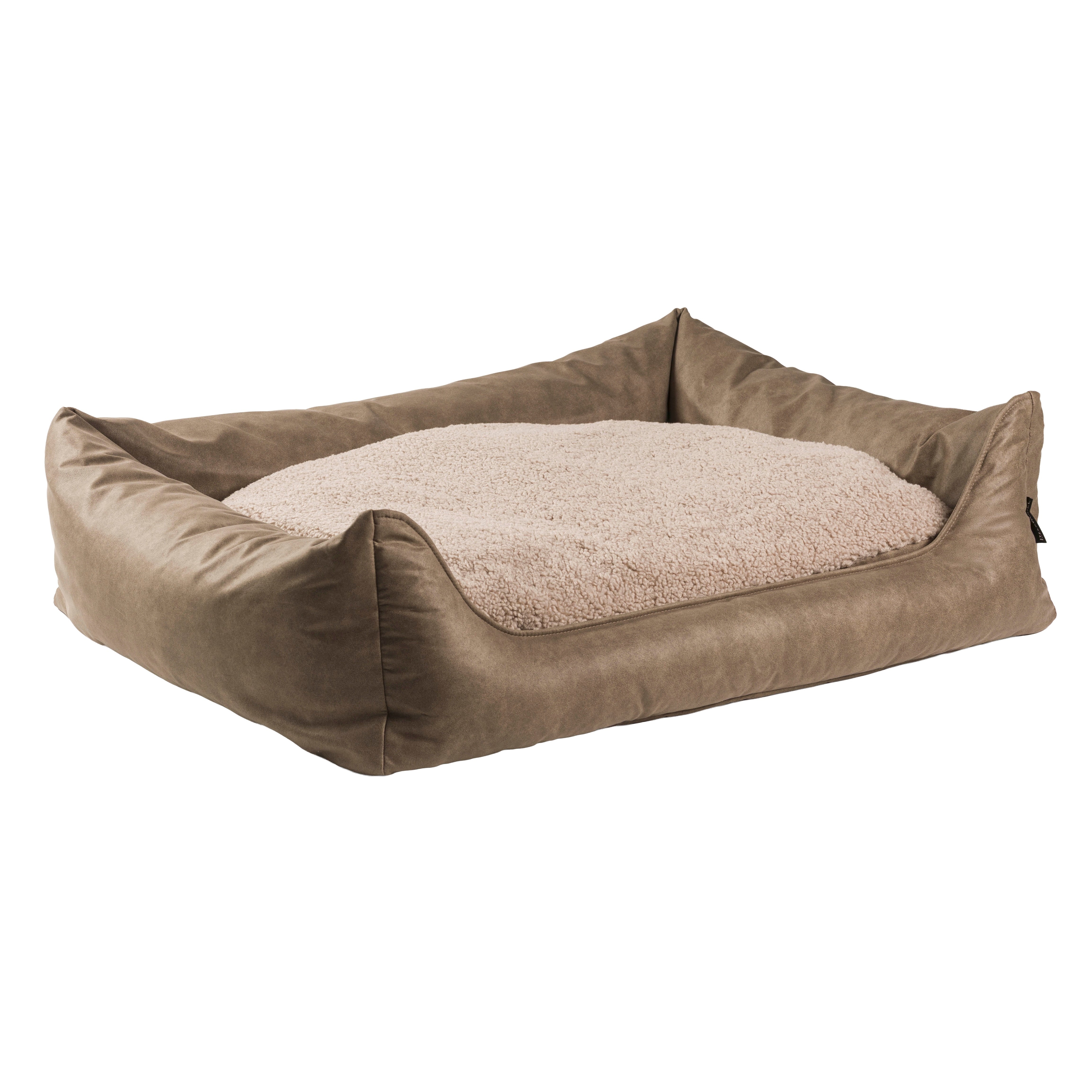Orthopedic Dog Bed - Leather Look - Taupe