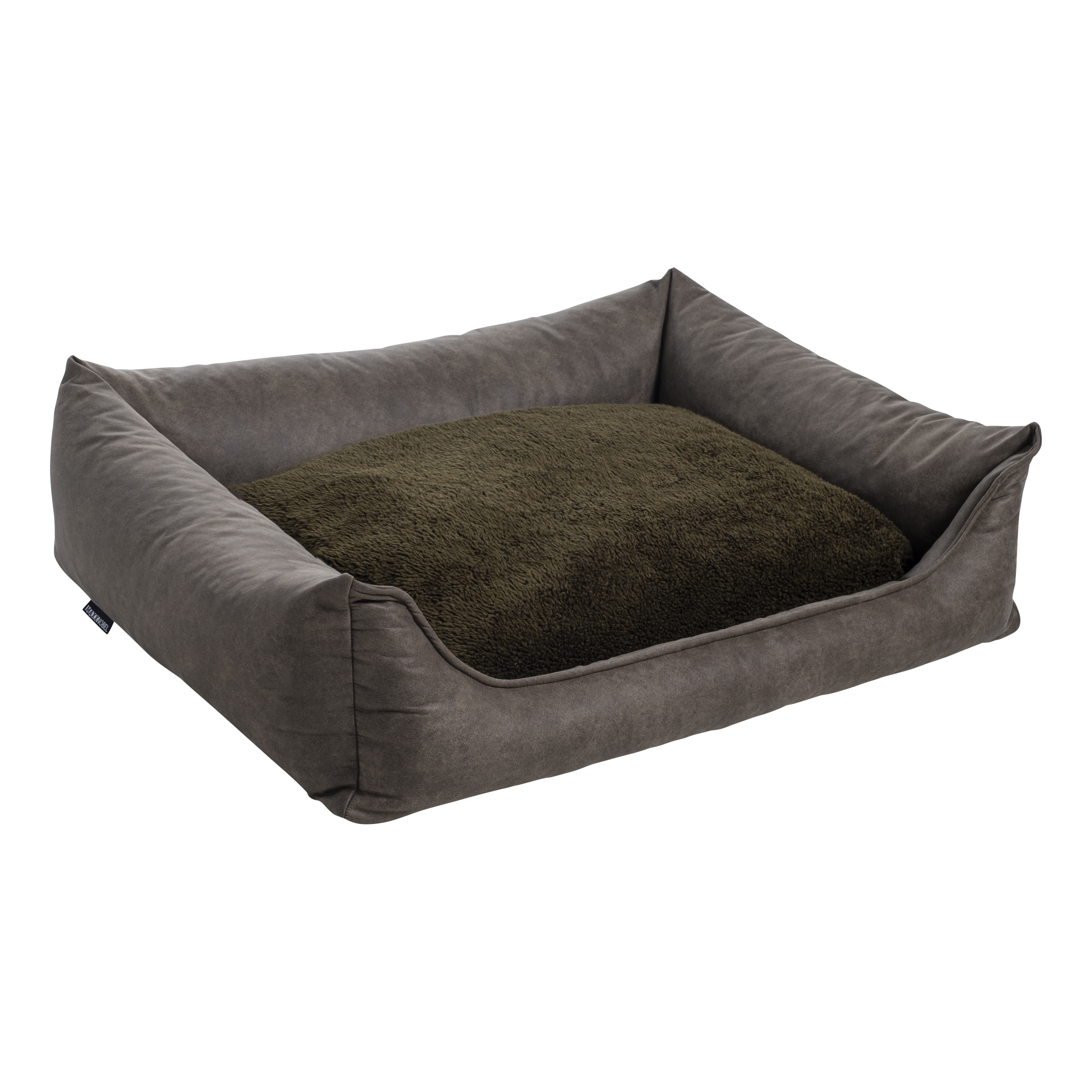 Losse Hoes - Binnenkussen - Lederlook/Teddy Olijf - Orthopedische Hondenmand