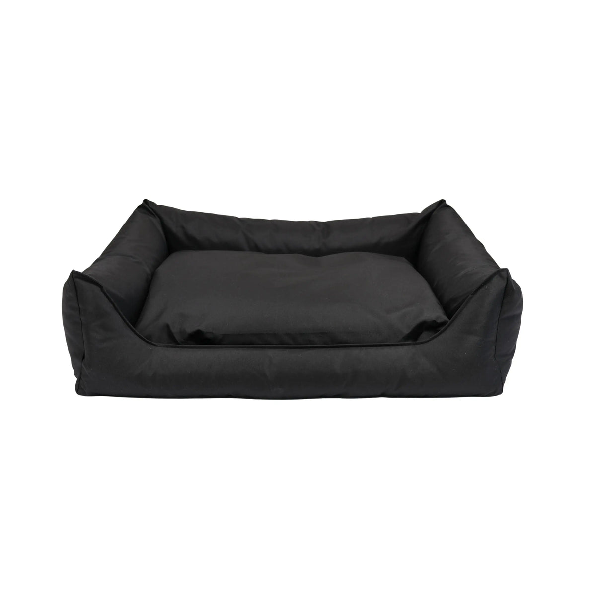 Zwarte orthopedische hondenmand bliss met pluche kussen en licht verhoogde, gewatteerde zijkanten voor extra comfort