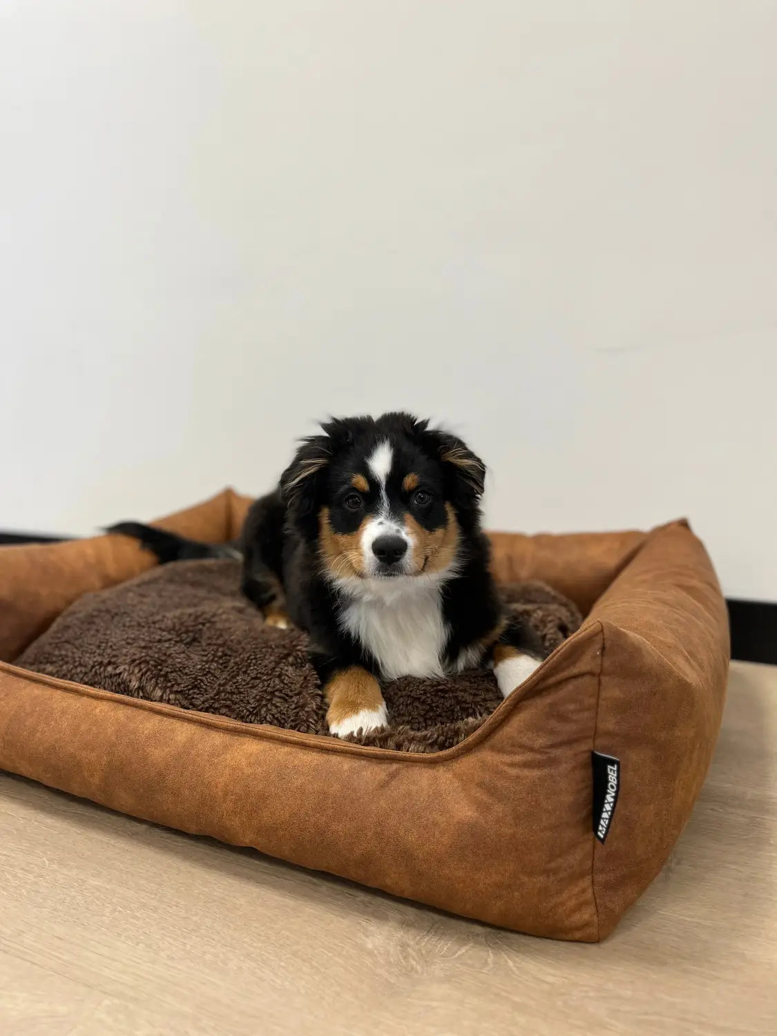 Puppy op de orthopedische hondenmand