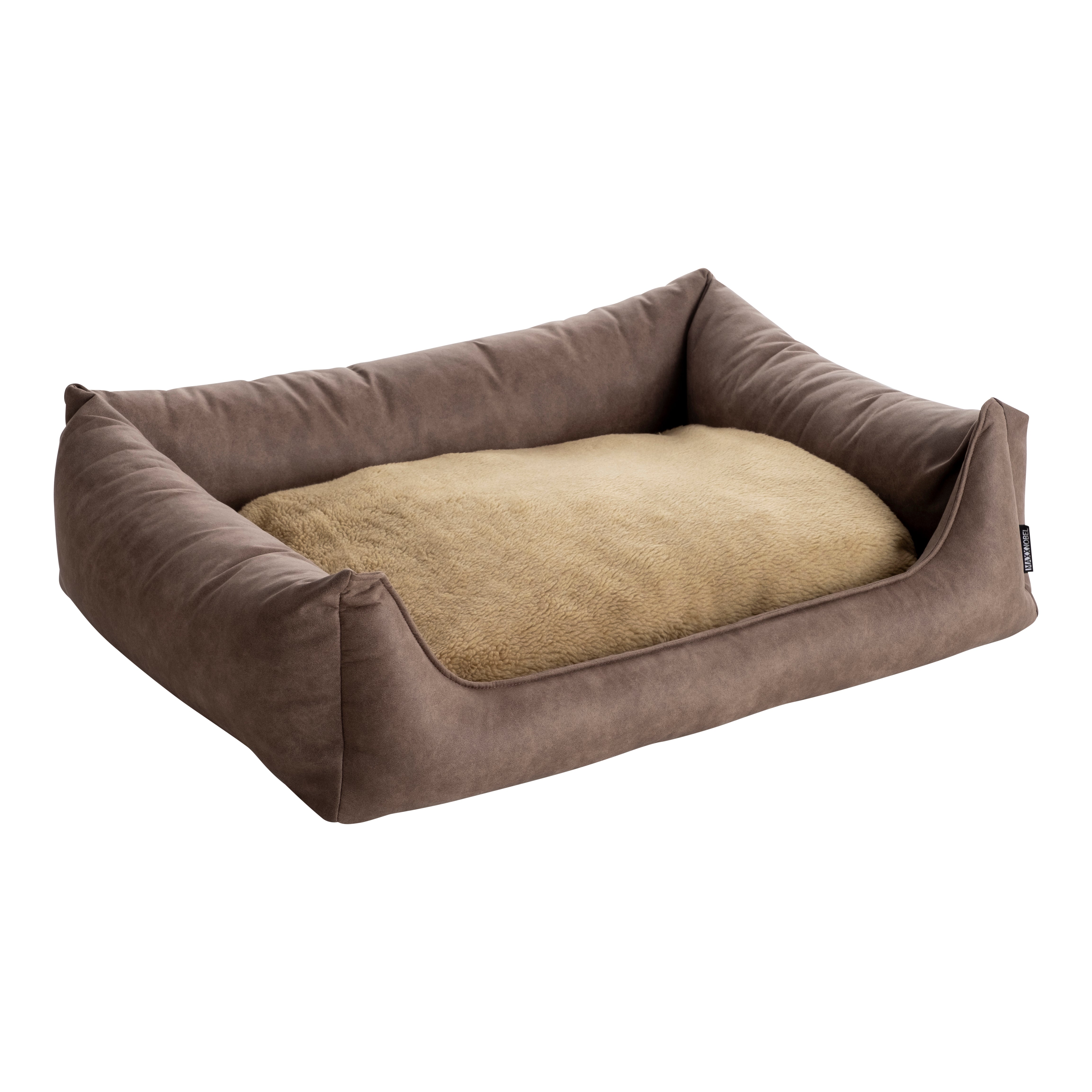 Loser Bezug Innenkissen Orthopädisches Hundebett Lederoptik/Teddy Taupe