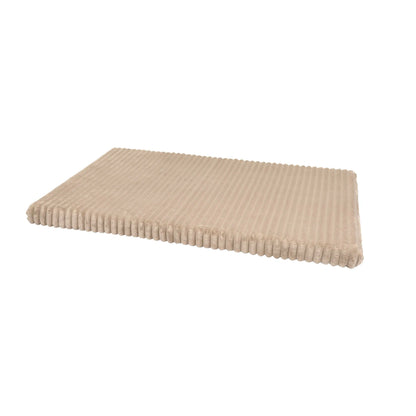 Beige nova rib orthopedisch benchmatras met ribbelige corduroy textuur en rechthoekige kussenvorm