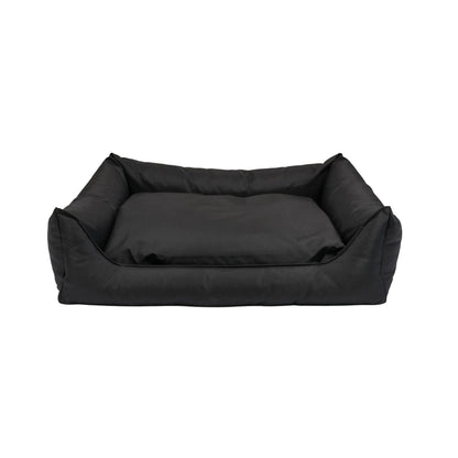 Zwarte orthopedische hondenmand bliss met pluche kussen en licht verhoogde, gewatteerde zijkanten voor extra comfort