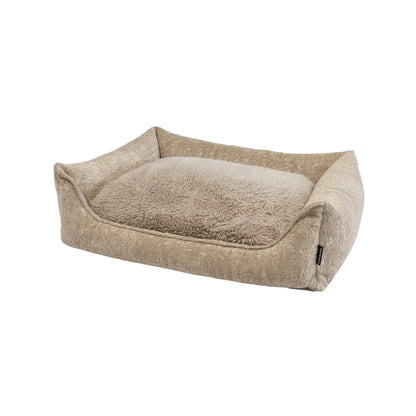 Beige orthopedische hondenmand ruby met zachte, pluche buitenkant en een fluffy binnenvoering voor comfort