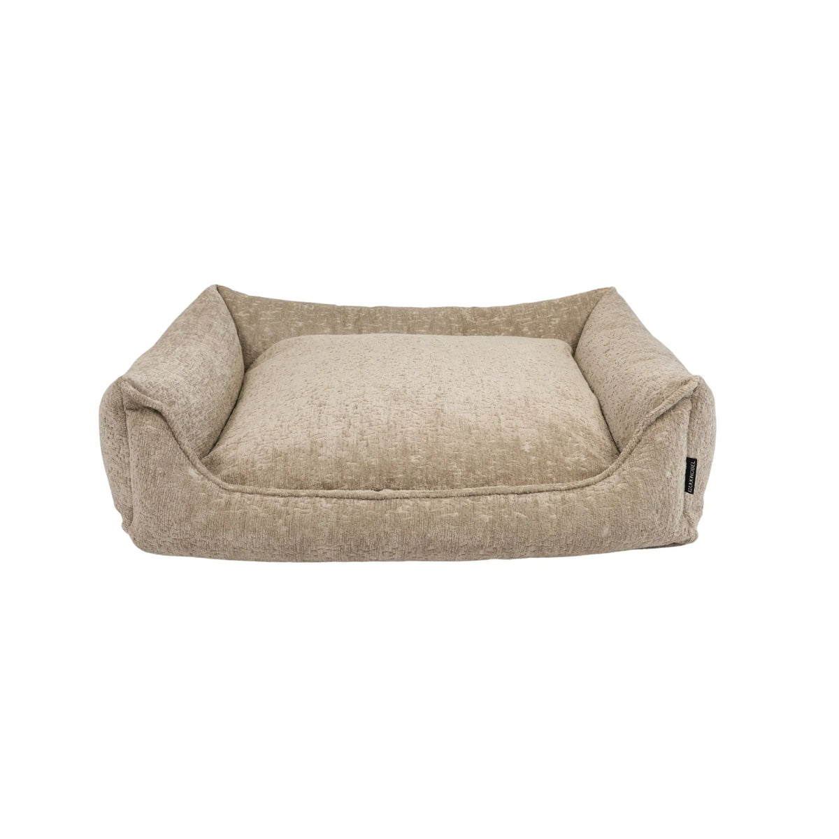 Beige orthopedische hondenmand ruby met zachte, gewatteerde binnenkant en verhoogde zijkanten voor extra comfort