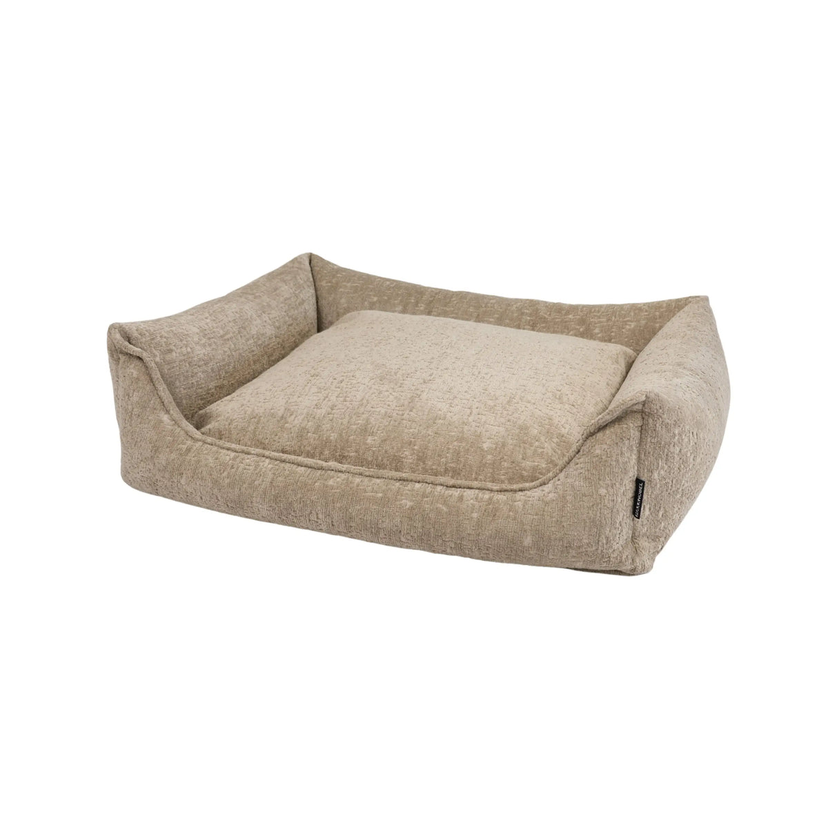 Beige orthopedische hondenmand ruby met zachte kussens en verhoogde zijkanten voor extra comfort